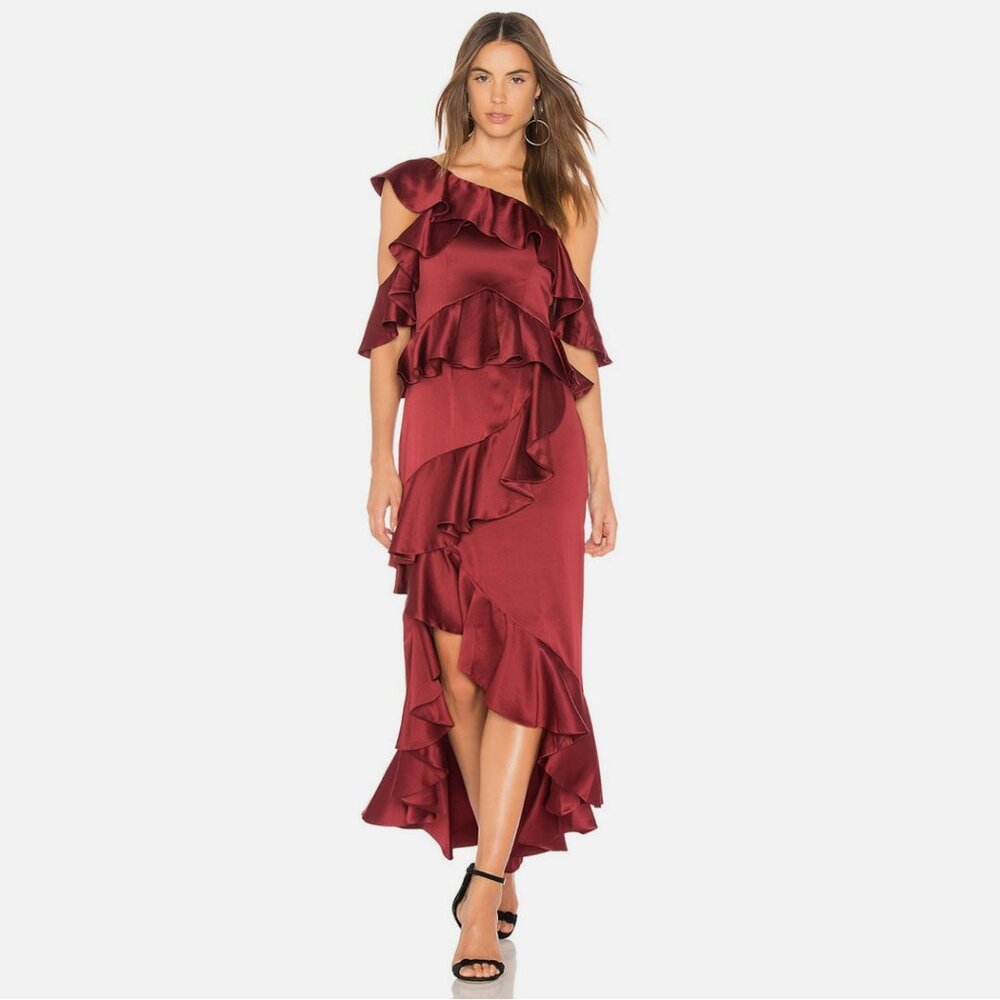 Amur Lorelei Ruffle Midi Dress
